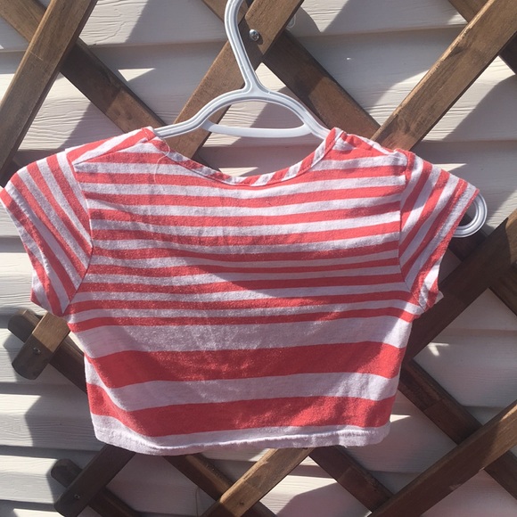 Coral Striped Women’s baby tee - Picture 2 of 3